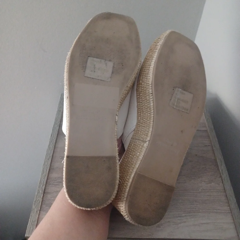 A&F Straw Platform Sandals White Sz 6.5